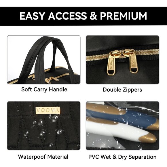 Travel Toiletry Bag Waterproof Organizer with Compartments for Men Women - Picture 4 of 9